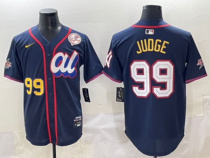 Men 2025 New York Yankees #99 Judge Blue All star Blank Blue Nike MLB Jersey style 8->new york yankees->MLB Jersey